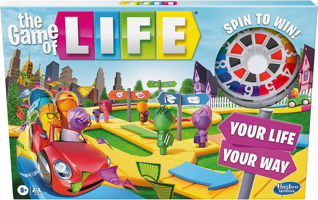 The Game of Life Board Game, Family Games for Kids Ages 8 and Up, Pegs Come in 6 Colors, Family Board Games for 2 to 4 Players