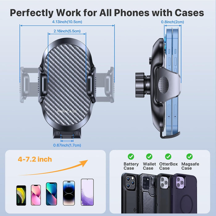 Phone Holders for Your Car with Metal Hook Clip, Air Vent Cell Phone Stand Car Mount, Universal Automobile Cradle for Garmin GPS Fit iPhone Android and All Smartphones, Dark Black