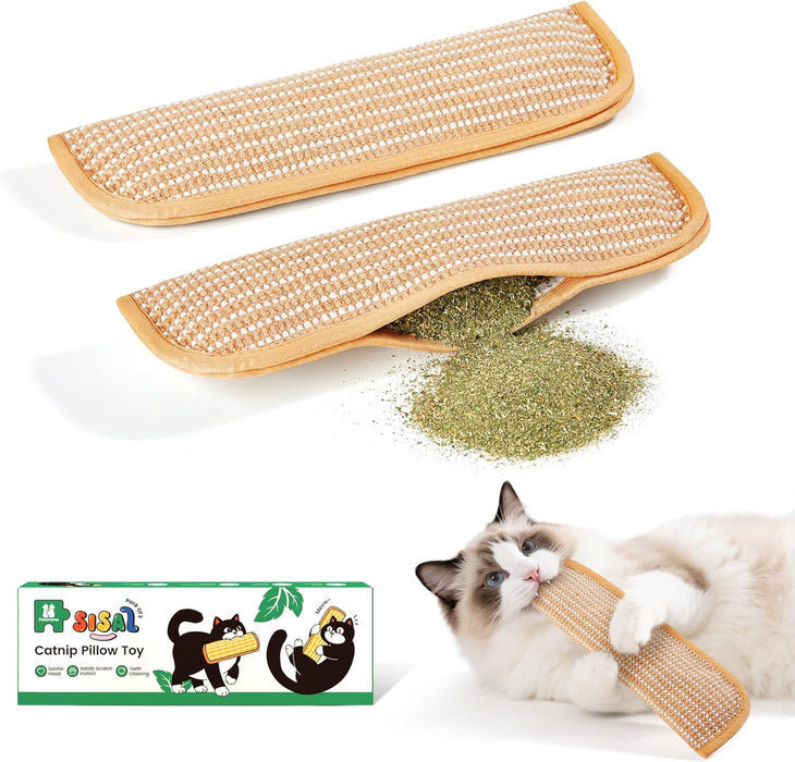 Cat Toys Pack of 2 with 6000mg A+ Organic Catnip, Sisal Material