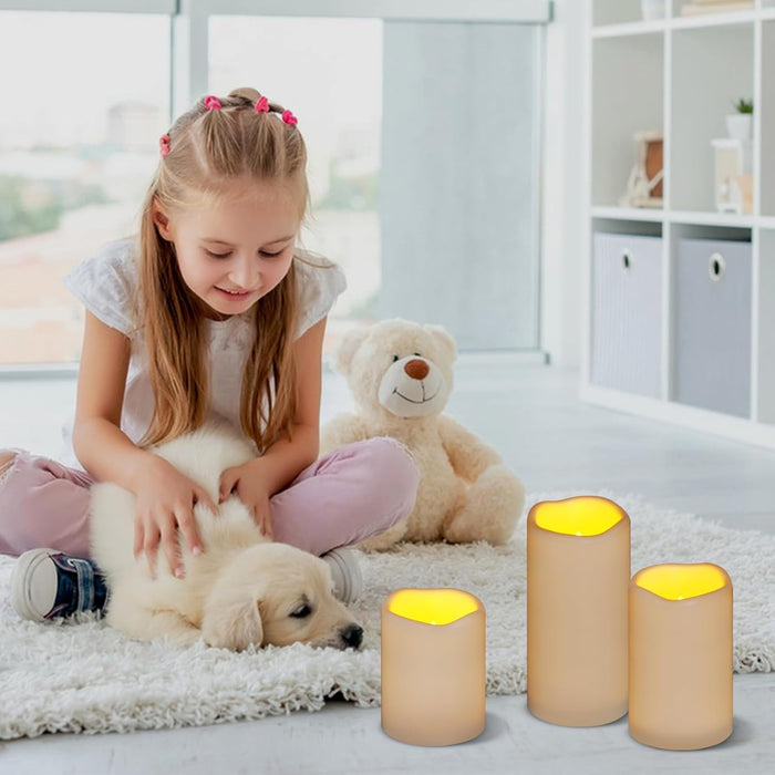 Flameless Candles 4" 5" 6" Outdoor Indoor Pillars Battery Operated Flickering Candles Include 10-Key Remote Timer 400+ H