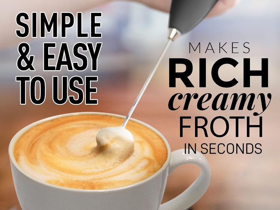 Milk Frother Handheld Electric Whisk – Frother Wand, Durable Drink Mixer, Coffee Frother, Hand Blender, Frother for Protein Powder, Matcha & More - Black