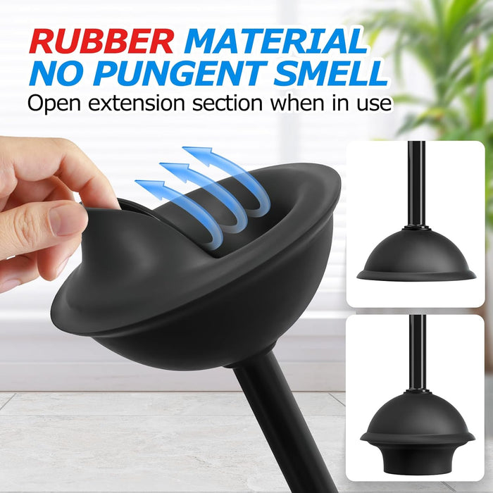 2in1 Toilet Brush and Plunger Set - Bathroom Bowl Holder Combo