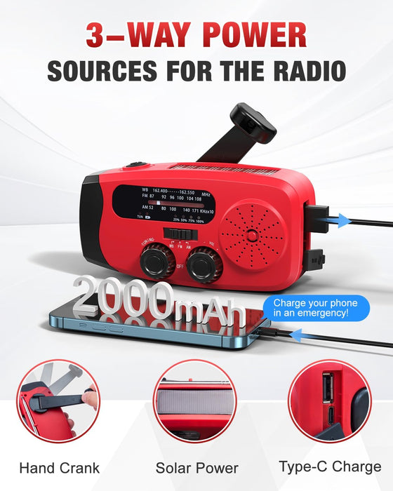 Hand Crank Radio with AM/FM/NOAA Weather Band,for Emergencies