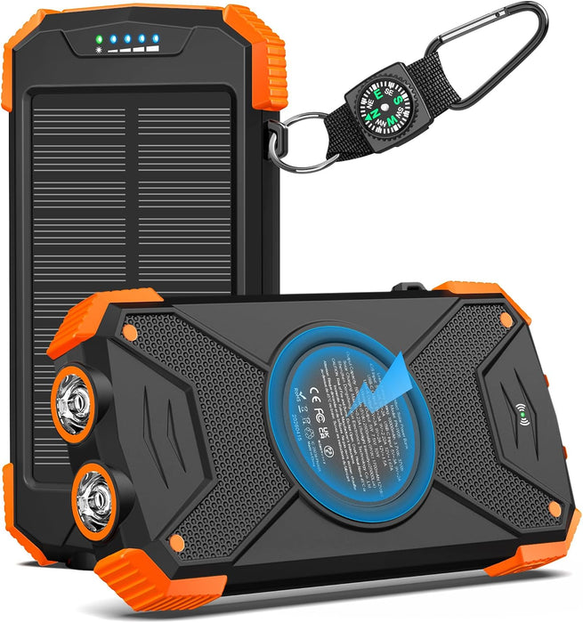 Solar Power Bank 10,000mAh Portable Wireless Charger for Cell Phones