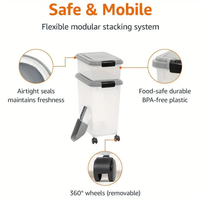 Airtight Rolling Pet Food Storage Container with Scoop