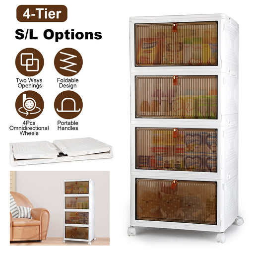 4-Piece Rolling Foldable Storage Bin Set