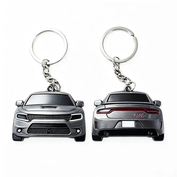 2-Sided Dodge Charger Keychain Key Ring - Automotive Car Exterior Decoration Accessory, Unique Gift for Car Enthusiasts