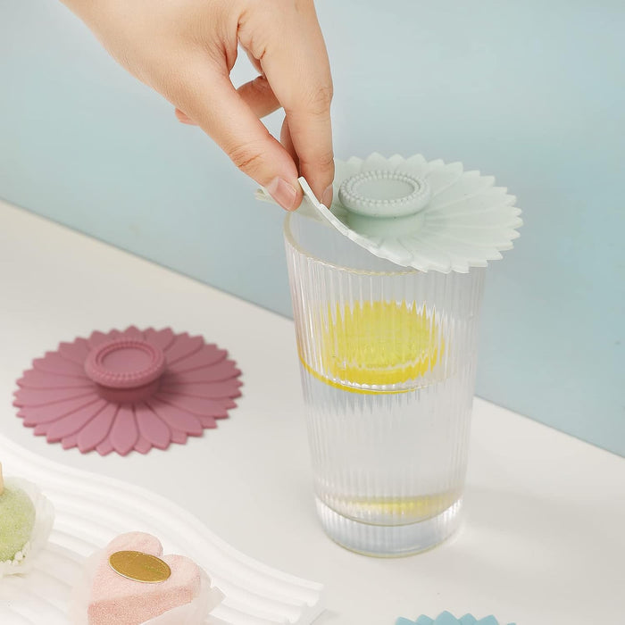 Sunflower Silicone Cup Covers (Set of 3),Multicolored Silicone Lids