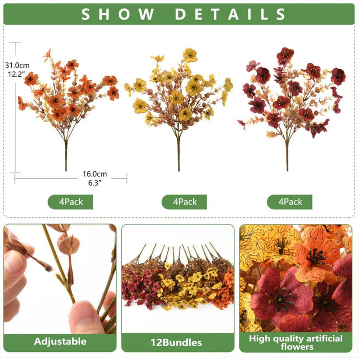 Artificial Fake Fall Plants Flowers for Outdoor Outside Decoration