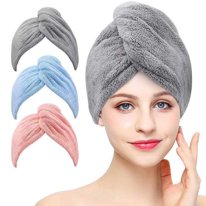 Three-Pack Microfiber Hair Towel Wraps