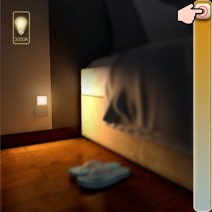 Plug in Dimmable Led Night Light with Auto Dusk to Dawn Sensor, Soft Warm White Nightlights for Hallway,Bedroom, Kids Room, Kitchen, Stairway, 4 Pack
