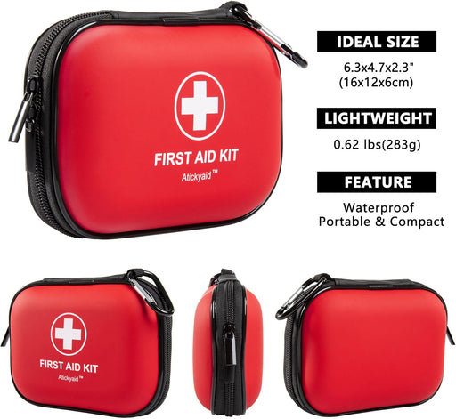 Mini First Aid Kit - 120 Piece Small Waterproof Hard Shell Medical Kit