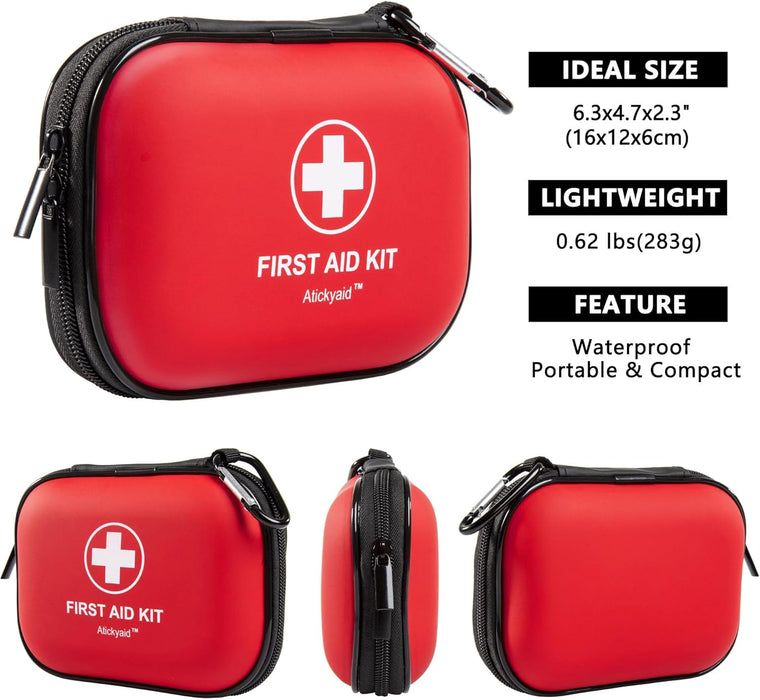Mini First Aid Kit - 120 Piece Small Waterproof Hard Shell Medical Kit