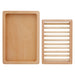 Soap Dish Two Tier Soap Holder Wooden Soap Storage Tray Bathroom Accessories 14*10*2.5Cm
