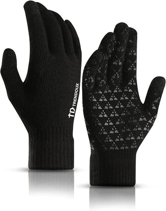 Winter Gloves for Men Women - Upgraded Touch Screen Cold Weather Thermal Warm Knit Glove for Running Driving Hiking