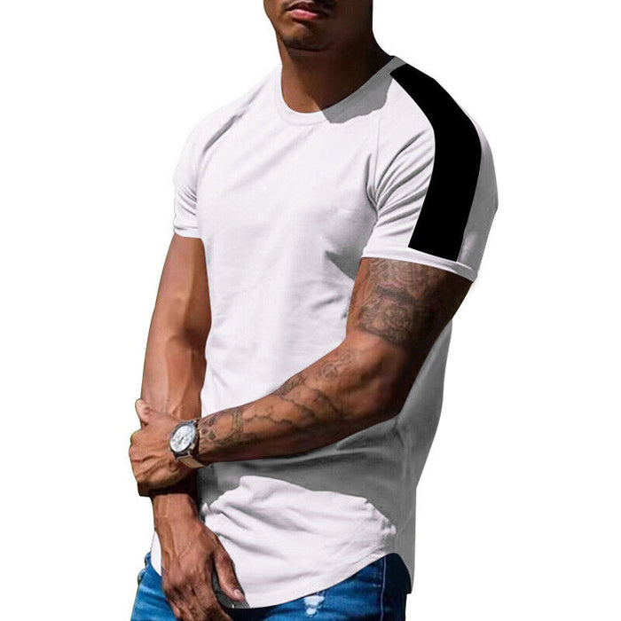 Mens Casual round Curved Hem T-Shirt Men Sport Fashion Short Sleeve T Shirts
