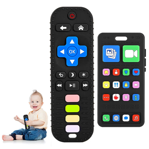Teething Toy for Baby 3 6 12 18 Months, Realistic Remote Control and Mobile Phone Baby Teether Toy, Baby's Chew Toys, Fo