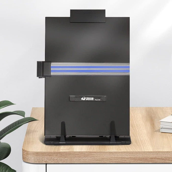 Desktop Document Holder Stand with 7 Adjustable Positions, Black Metal File Organizer Management Copyholder for Typing S