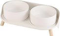 Elevated Ceramic Dog Bowl Set - Double Dog Feeding Bowls with Stand Splash Proof - Raised Dishes for Food and Water - Id