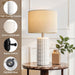23" Modern Ceramic Table Lamps Set of 2, Lamps for Bedroom, White