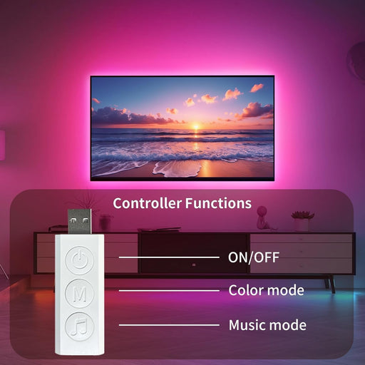 LED Lights for TV, 16.5ft TV led Backlight for 45-75 Inch TVs RGB TV Backlight Behind Music Sync Smart APP & Button Cont