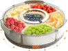Divided Serving Tray with Lid and Handle, Stackable Snackle Box Container for Fruits Candy Organizer, Portable Spinning Rounded Veggie Tray for Kitchen, Party, Trave and Picnic-1 PACK