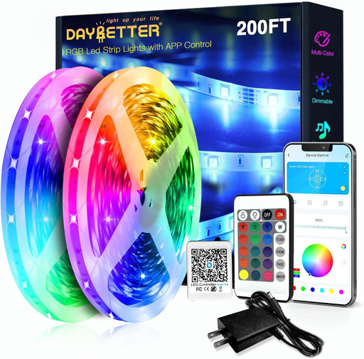 LED Strip Lights 200ft 2 * 100ft RGB Music Sync Smart App Control