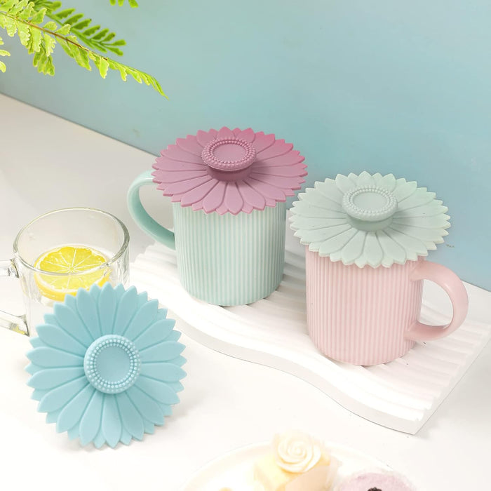 Sunflower Silicone Cup Covers (Set of 3),Multicolored Silicone Lids