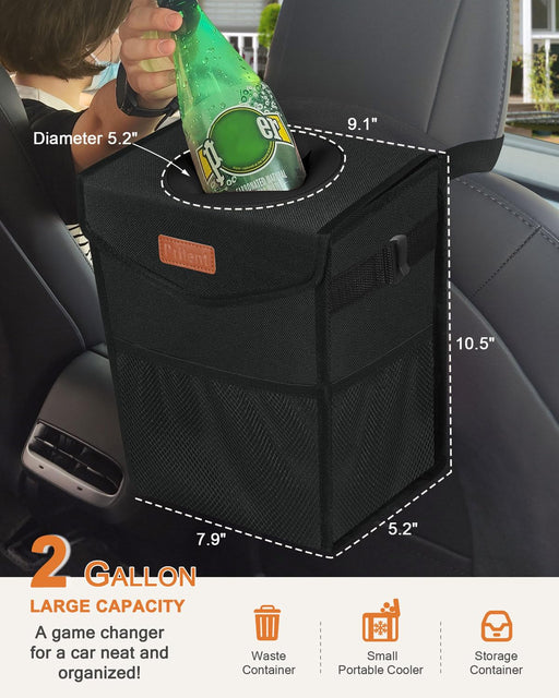 Car Trash Can with Lid Leakproof Car Garbage Bag Vehicle Trash Bin