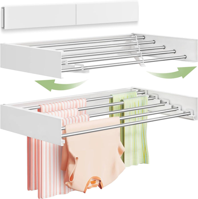 Wall Mounted Clothes Drying Rack 32", Foldable Wall Laundry Rack