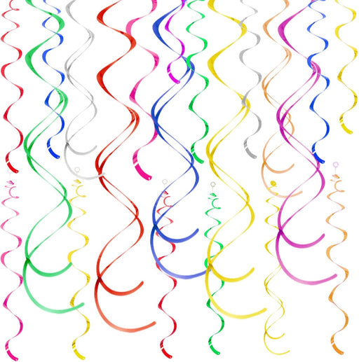Colorful Ceiling Swirl Foil Decorations Hanging Plastic Streamer Themed Swirl Party Decoration for Wedding Thanksgiving 