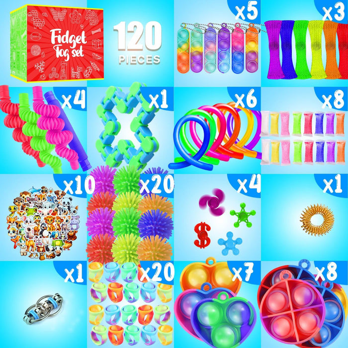 Fidget Toys, 120 Pack Party Favors for Kids 8-12 4-8, Sensory Toys Bulk Autism Autistic, Treasure Box Toys for Classroom