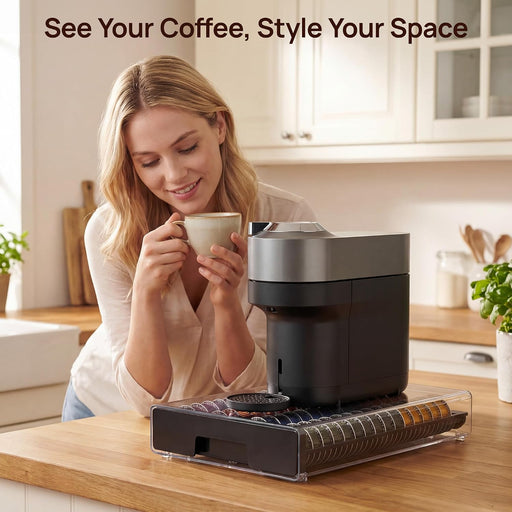 Coffee Pod Drawer Organizer for Nespresso Vertuo Pods-Black