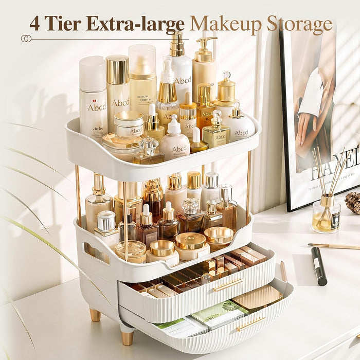 4-Tier Makeup Organizer Bathroom Countertop Storage White