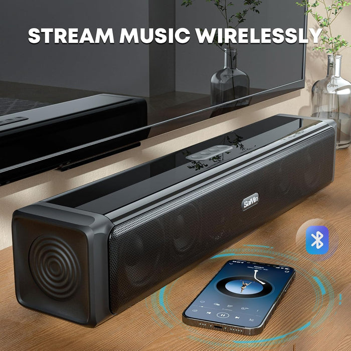 Sound Bar,Soundbar for TV with 4 Powerful Speakers,Surround Sound System for TV,17 inch Soundbar with Bluetooth/HDMI-ARC