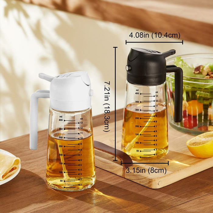 16oz/470ml Glass Olive Oil Sprayer for Cooking – 2 in 1 Olive Oil Dispenser Bottle for Kitchen Gadgets and Air Fryer Acc