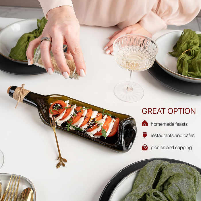 Melted Wine Bottle Serving Board; Decorative Rectangle Serving Tray for Home Decor; Small Cheese Platter Serving Board; 