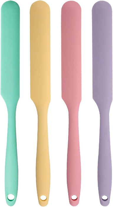 4 Pcs Silicone Jar Spatula Set - Long Handle Sourdough Scraper, Skinny Spatula for Jars, Bottles, and Containers, Non-St