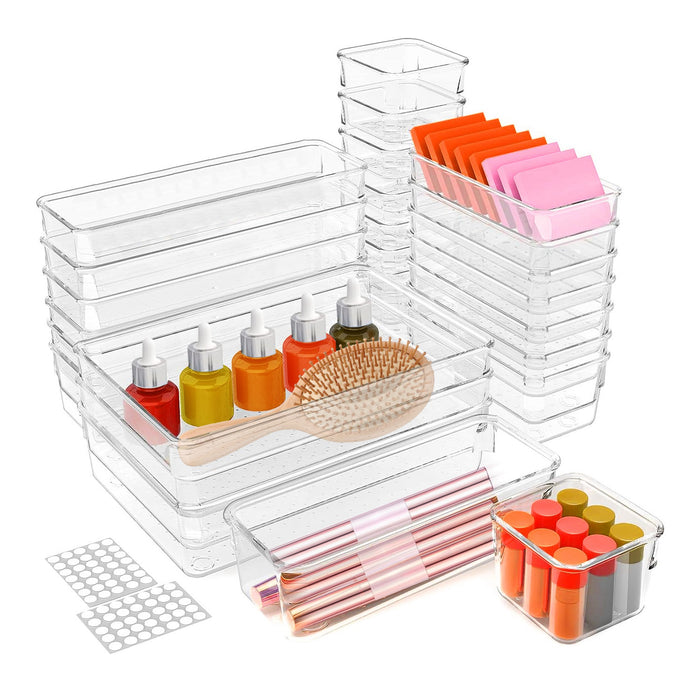 25-Piece Clear Drawer Organizer Set