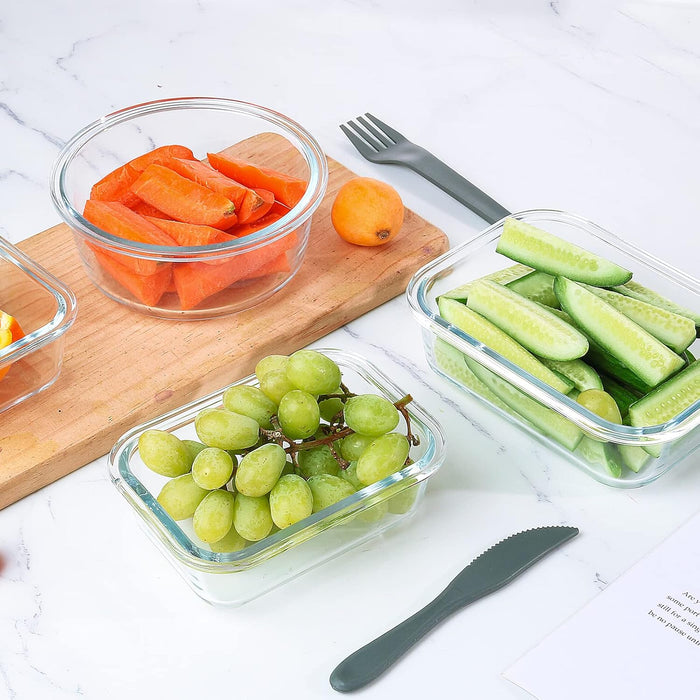 24 Pieces Glass Food Storage Containers Set, Gray