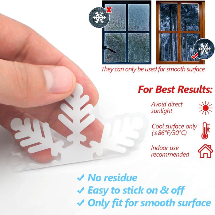 135Pcs Christmas Decorations Window Clings Snowflakes Window Decals