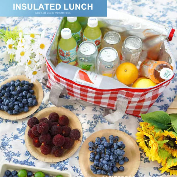 Insulated Bag Picnic Basket Bags Beach Bag Foldable Cooler Bag Reusable with Zippered top-for Warm or Cold Picnic Access