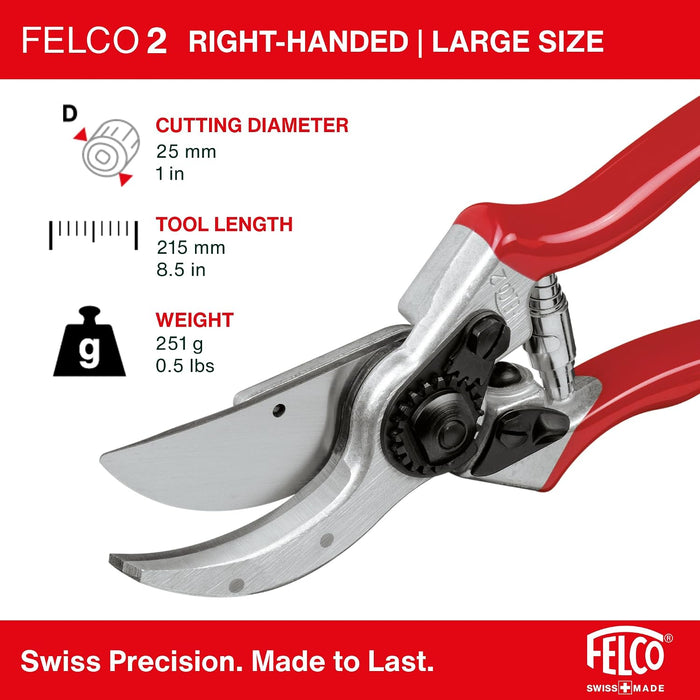 F2 Pruning Shears – 9.25" Swiss-Made Garden Clippers for Professional Pruning | Hand Pruners for Gardening | Garden Tool