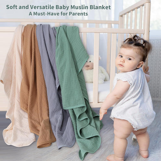 Muslin Swaddle Blankets for Newborn, 2 Pack Breathable Soft Receiving Blanket, Large 41 x 41 inches Swaddle Wrap Burping