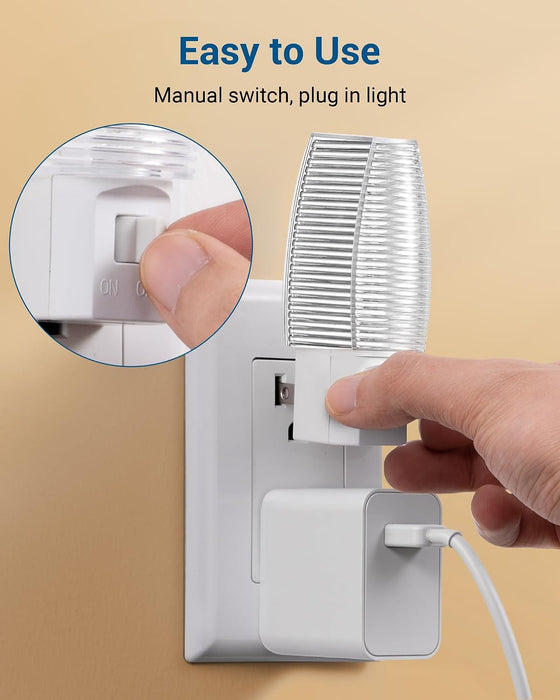 Plug in Night Light with Switch, Manual ON Off LED Nightlight for Kids, Nursery, Bedroom, Bathroom, Hallway, Stairways, Corridor, Garage, Warm White, 4 Pack