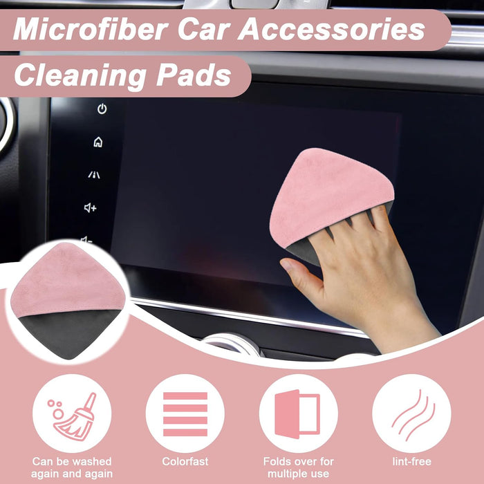 Car Screen Cleaner, 4.1''×4.1'' Pink Microfiber Dashboard Wipes