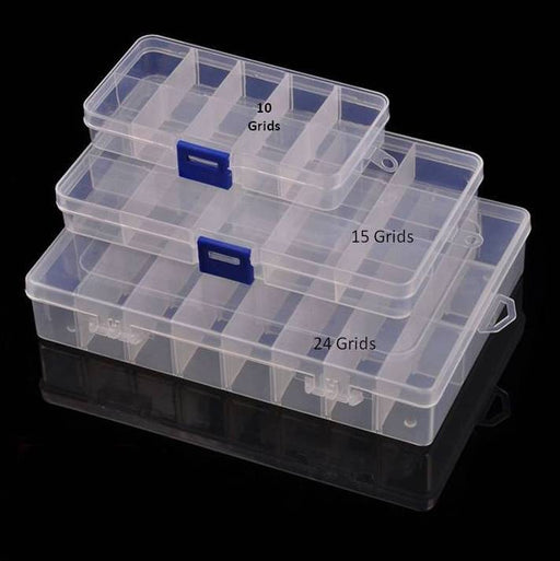 Adjustable clear craft storage box with 10 compartments