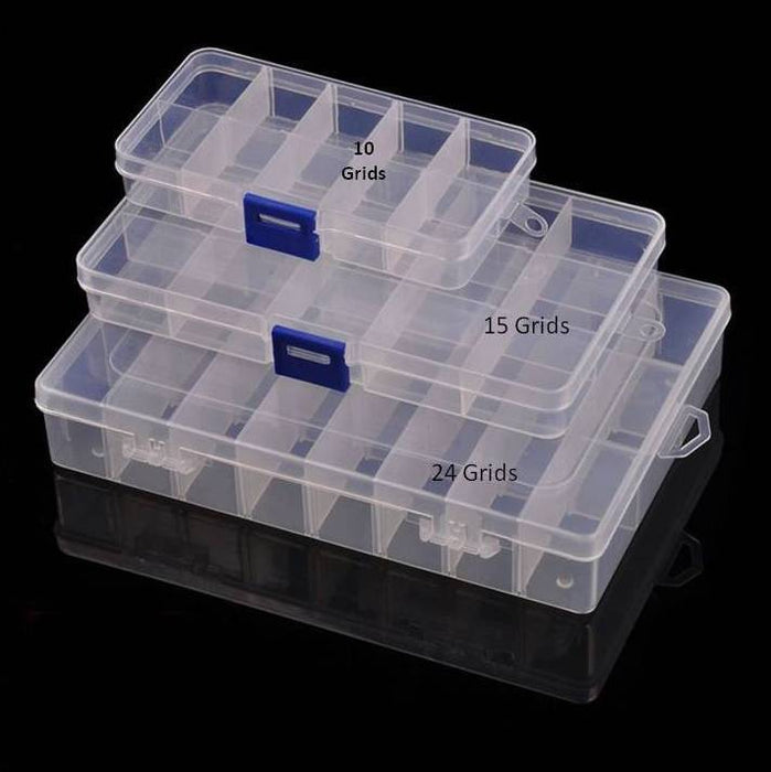 Adjustable clear craft storage box with 10 compartments