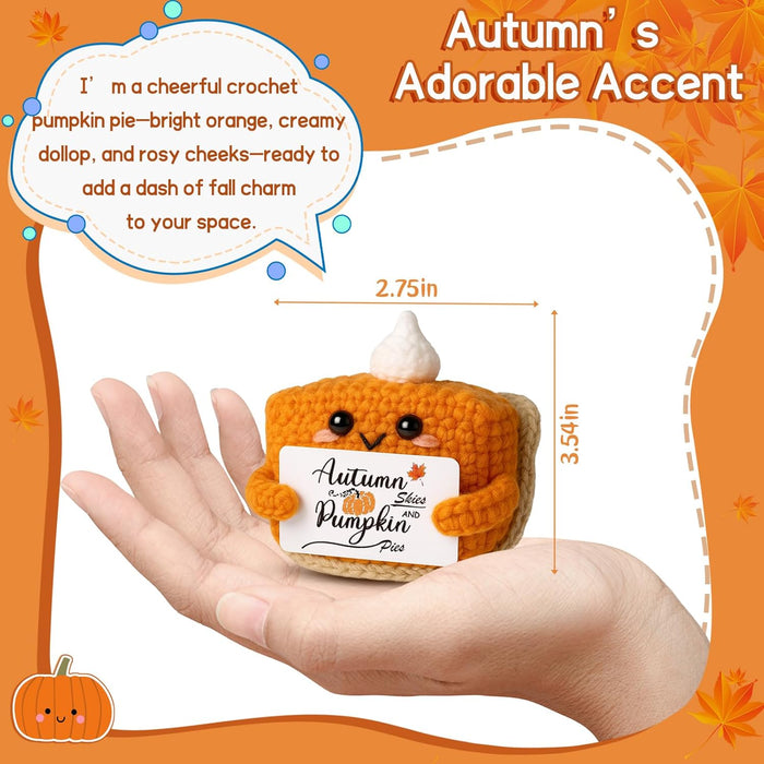 Thanksgiving Fall Decor Mini Pumpkin Pie Crochet Doll, Small Autumn Season Holiday Pumpkin Items Plush Gift, Cute Hallow