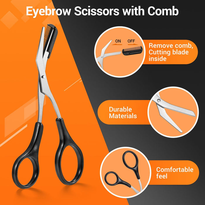 Tweezers for Men, 8 in 1 Professional Eyebrow Tweezers Kit with Eyebrow Trimmer & Scissors, Razor, Brush, Skin Care Tools